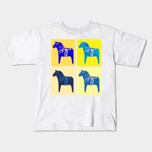 Sweden Swedish horse dala pop art style Kids T-Shirt